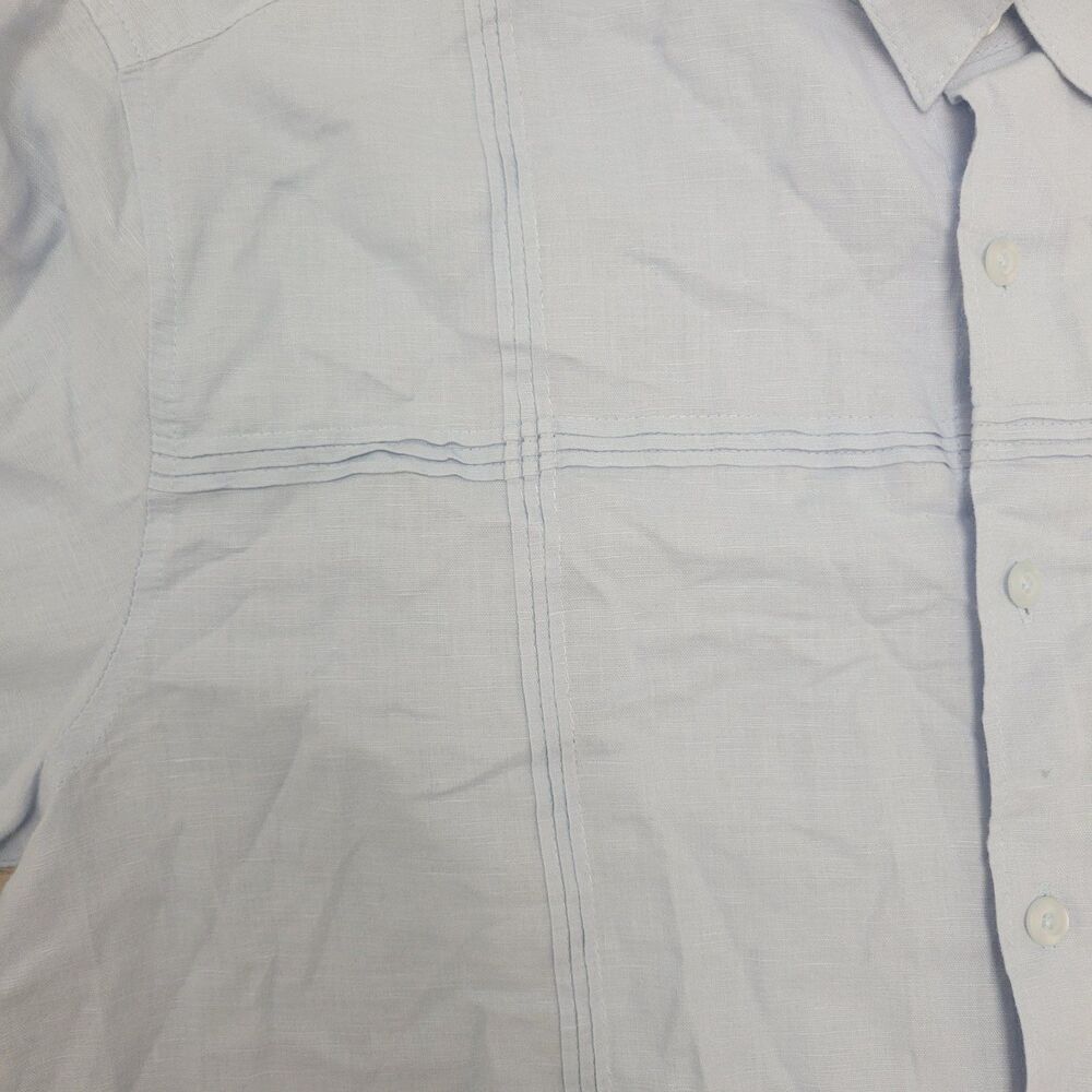 Cubavera Linen Button Up Light Blue Shirt Cross Hatch detail Size Large - Picture 5 of 6